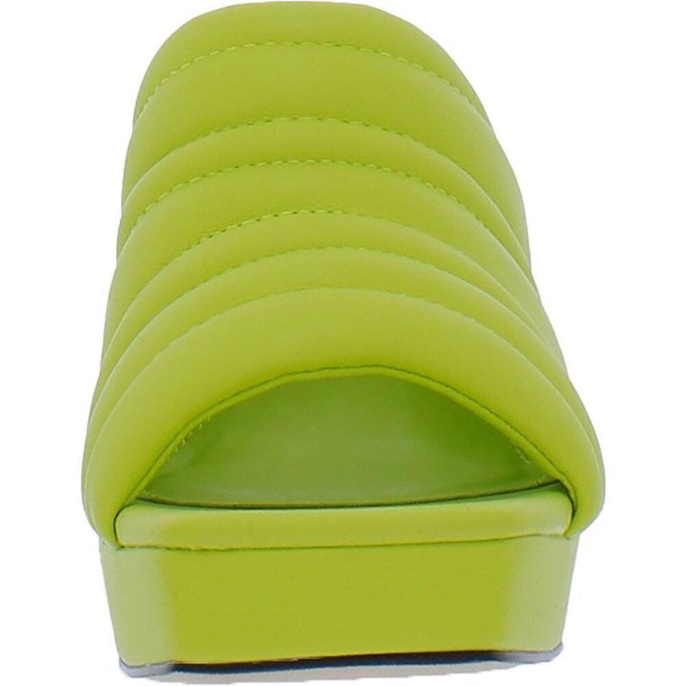 Lime Green Block Heel Mules - Picture 2 of 4